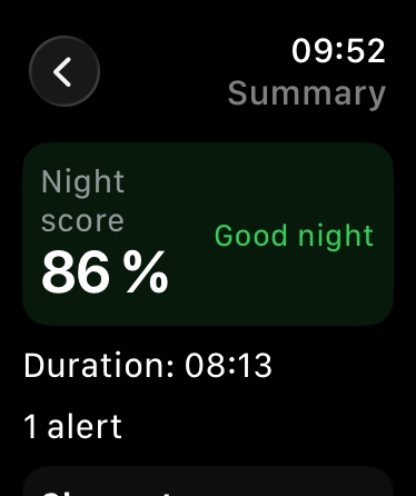 NightMonitor night summary